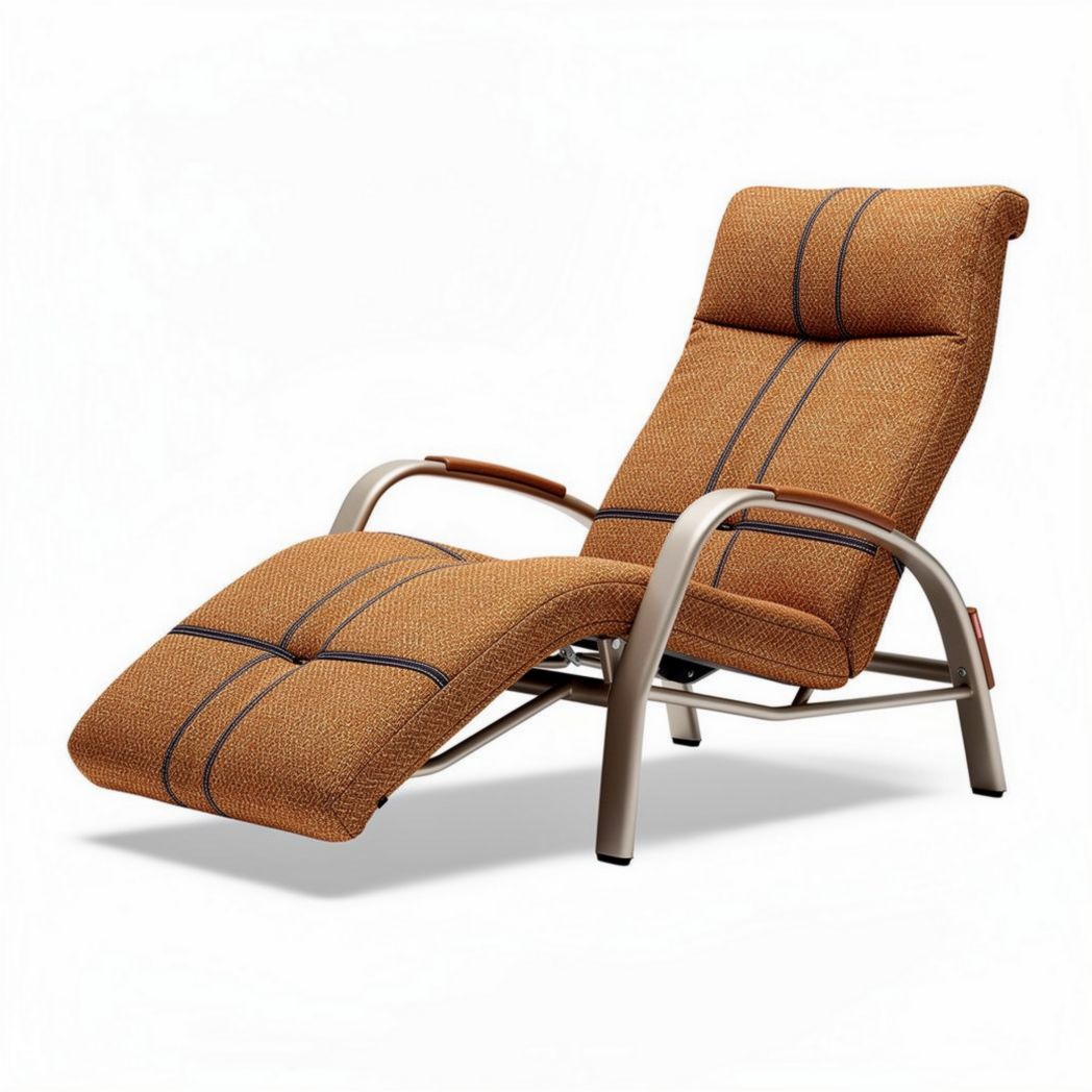 Ligstoel van aluminium met textiel in bruin en grijs 150 x 60 x 90cm
