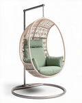 Hangstoel met kussen van kunststof wicker en metalen frame groen 100 x 90 x 130cm