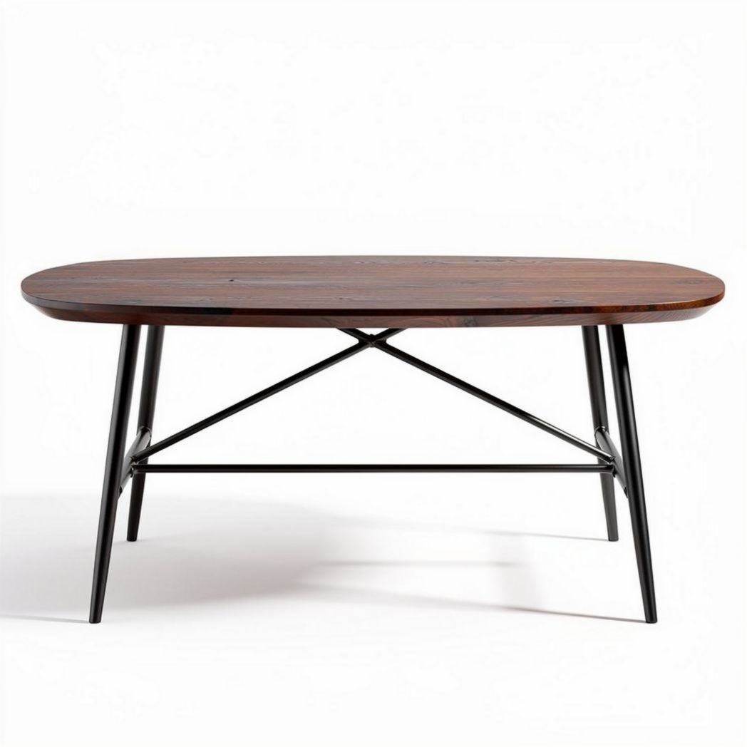 eetkamertafel van hout met metalen poten afmetingen 120 x 80 x 75cm