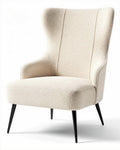 Stoere fauteuil met stof bekleding in helder wit 85 x 80 x 100cm