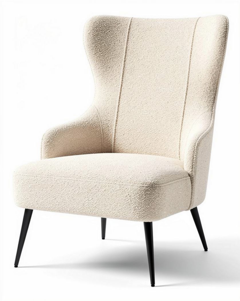 Stoere fauteuil met stof bekleding in helder wit 85 x 80 x 100cm
