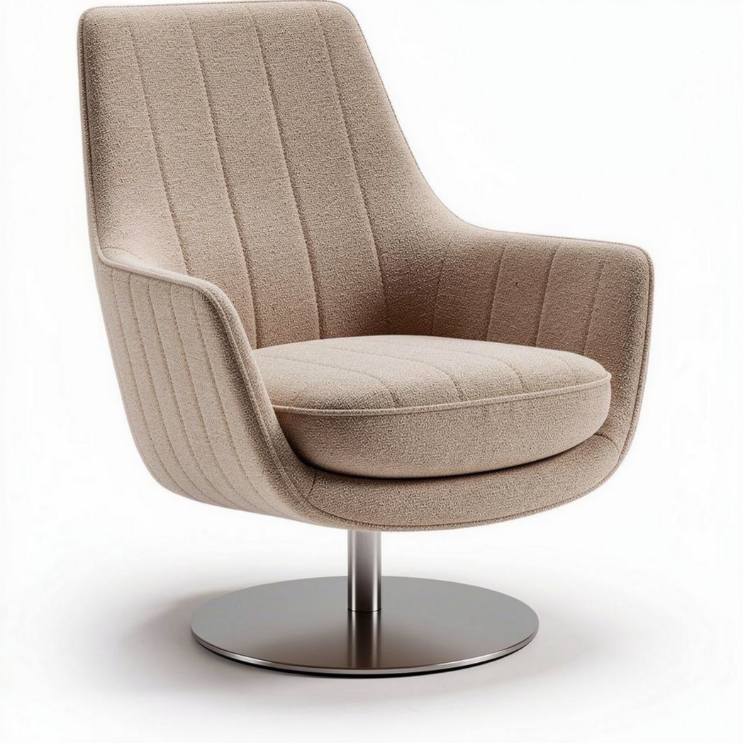 Stoel van kunststof met stoffen bekleding in beige 65 x 70 x 90cm